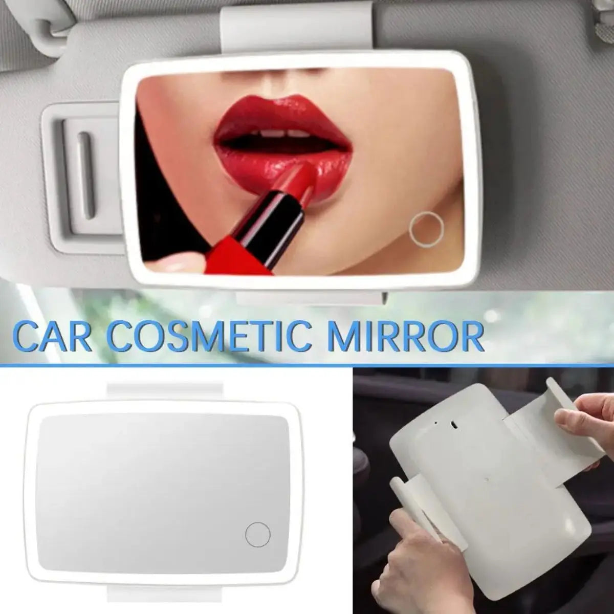 Car Sun Visor Vanity Mirror Rechargeable Touch Sensor Cosmetic Mirror Large Screen Car Vanity Mirr