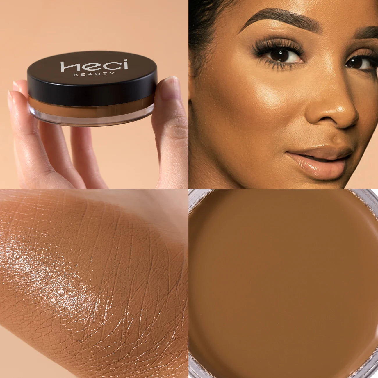 Waterproof Foundation For Dark Skin, Velvet Flawless Pore-Less Nourishing Makeup Full Coverage, 0.7oz Big Volume Cream Bronzer