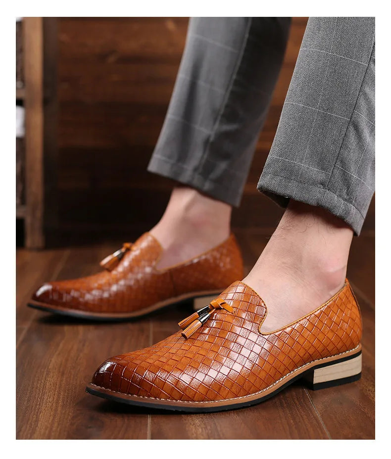 Fashion Formal Leather Shoes for Men Dress Business Shoes Male Geometric Oxfords Party Wedding Casual Mens Flats Chaussure Homme