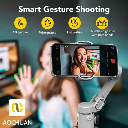 AOCHUAN Smart X2 Smartphone 3 Axis Gimbal Stabilizer For IPhone And Android Phone With built-in extension pole and LED display