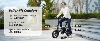 U1 Electric Bike for Adults 500W Motor, 20 mph Folding , 14" Adults Electric Bicycles with Smart Uphill, 280.8Wh