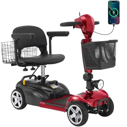 4 Wheels Electric Mobility Scooter Adults/Seniors Ergonomics Foldable Design Powerful Performance Varied Terrains Battery