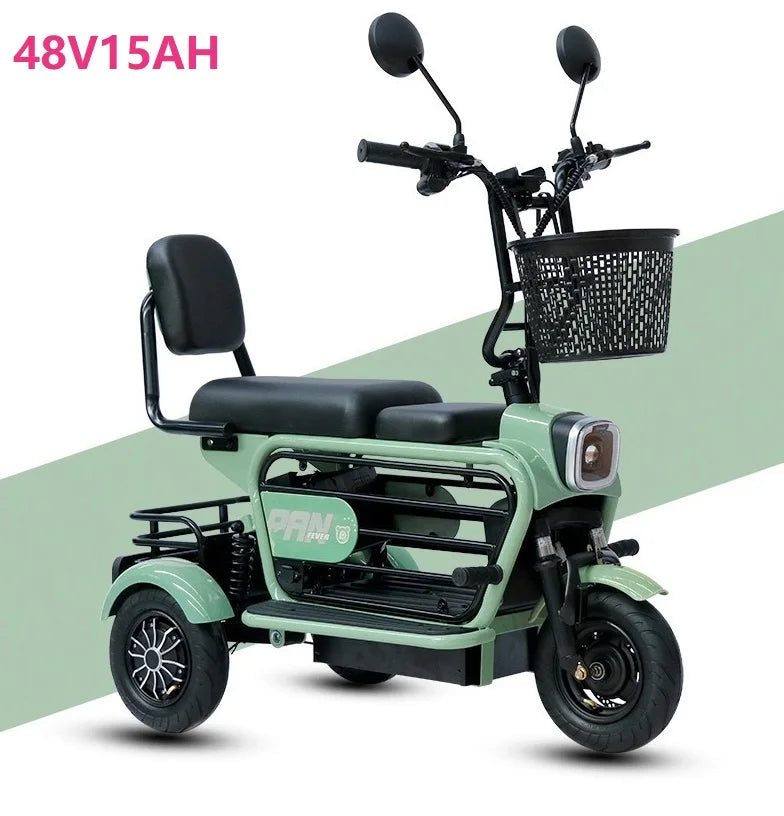 chinese long range yongkang 2 seat mobility  3 wheels electric scooter tricycle with seat for adults