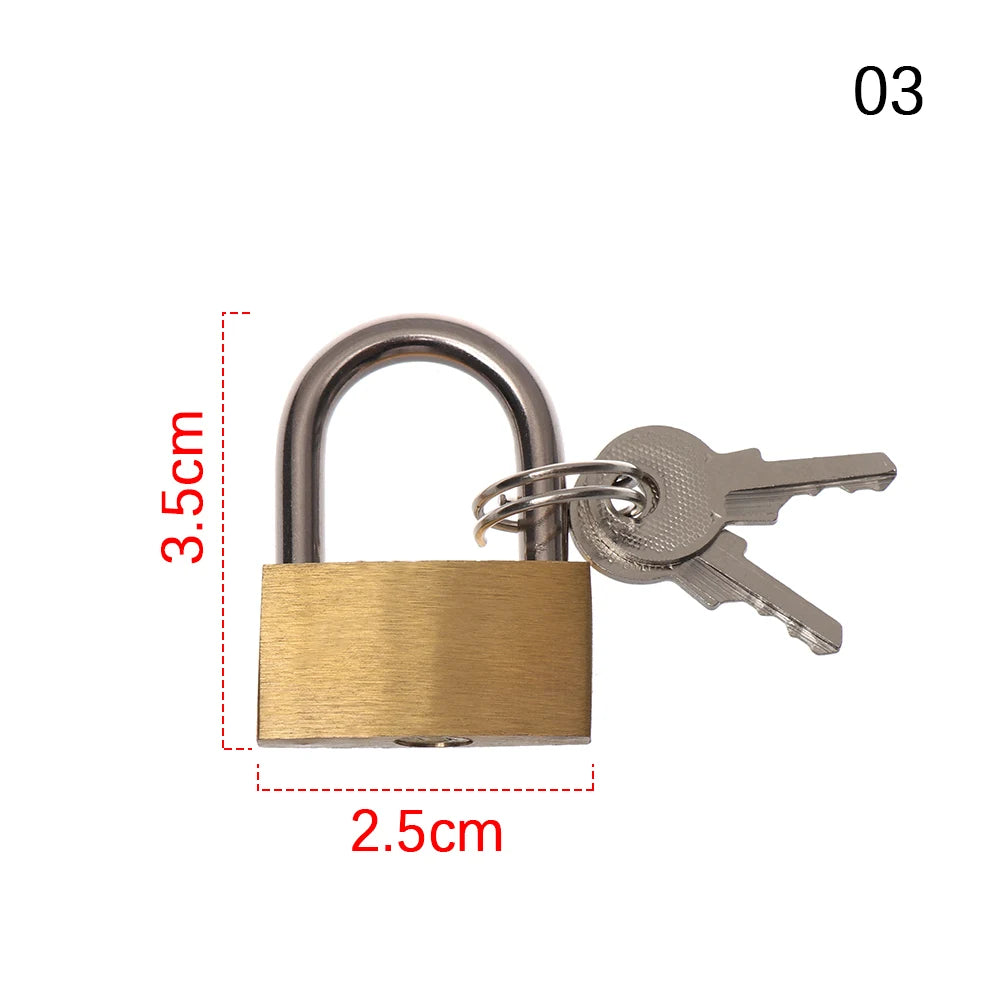 Mini Brass Padlock With 2 Keys Locker Case Supply Travel Suitcase Luggage Case Padlock Security Tool Simple Small Copper Lock