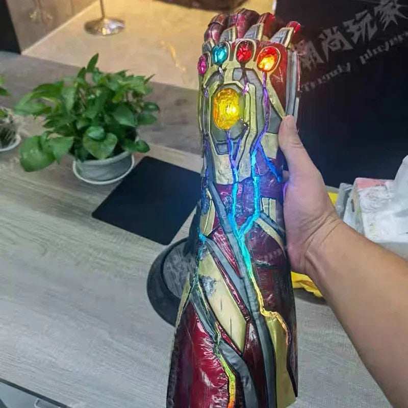 60cm Marvel Statue Iron Man Mk85 Luminescent Nano Infinity Glove Model Action Figures Gk Decoration Birthday Gifts Toys