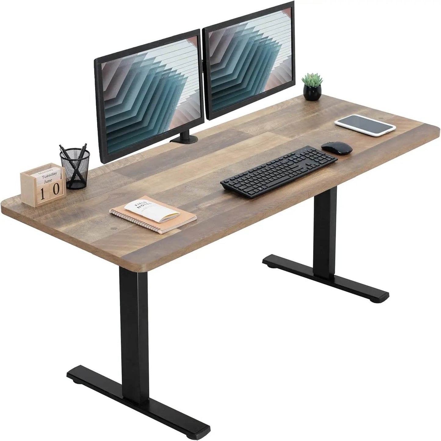 Electric Rustic Standing Desk Workstation, Memory Controller Height Adjustment Particle Board, Steel Computer Standing Desk - MarvelouStoree