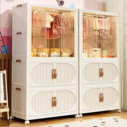 Children's Wardrobe Bedroom Closet Cabinet Baby Storage Box Toy Clothes Organizer Locker Folding Sorting Partition Wardrobe ﻿﻿ - MarvelouStoree