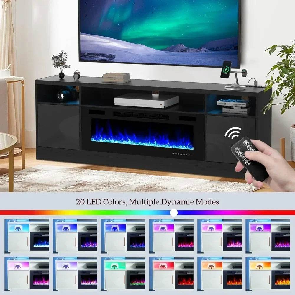 Electric Fireplace TV Stand-Led Entertainment Center TV Stand with Electric Fireplace-Living Room Tv Cabinet - MarvelouStoree