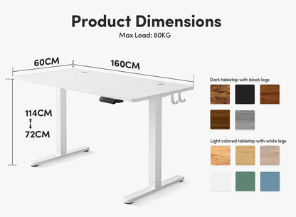 FEZIBO Electric Standing 63 x 24 Inches Height Adjustable Stand up Sit Stand Home Office Computer Desk, White - MarvelouStoree