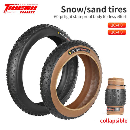 TANKE Anti Puncture Snow Beach Bicycle Tire Outdoor Biking MTB Bicycle Anti-Slip Fat Tire 20X4.0 26X4.0 Puncture Resistant Tire