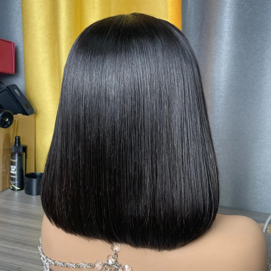 Wear Go Glueless Bob Wig Lace Front Human Hair Wigs Short Pre Plucked Straight 13x4 HD Transparent Lace Frontal Wig Bob on Sale