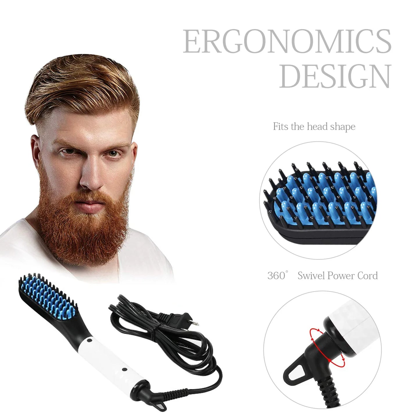 Man Hair Comb Brush Beard Straightener Multifunctional Hair Straightening Comb Hair Curler Fast Heating Styling Tools