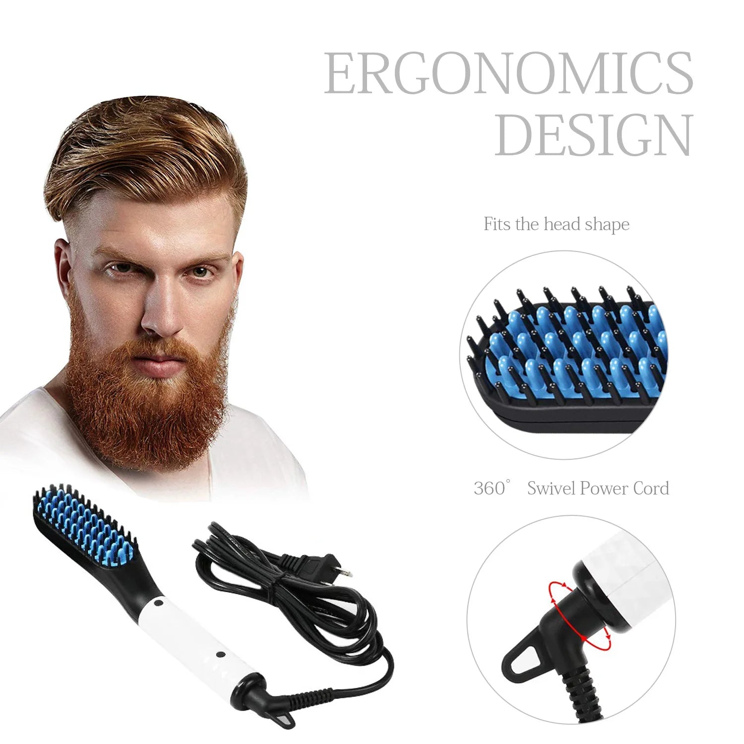 Man Hair Comb Brush Beard Straightener Multifunctional Hair Straightening Comb Hair Curler Fast Heating Styling Tools