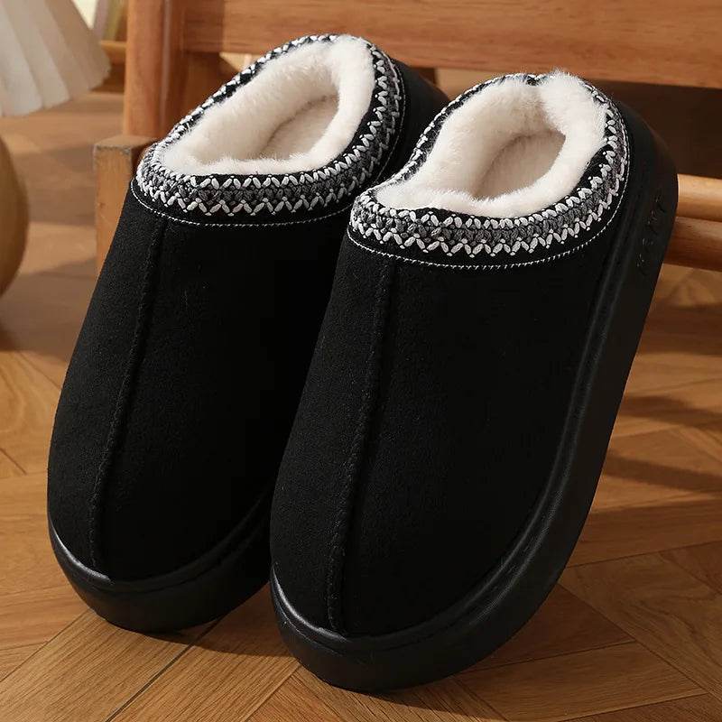 New Fashion Fluffy Platform Slippers for Women 2024 Winter Plush Warm Cotton Shoes Woman Comfort Non Slip Unisex Home Slippers - MarvelouStoree