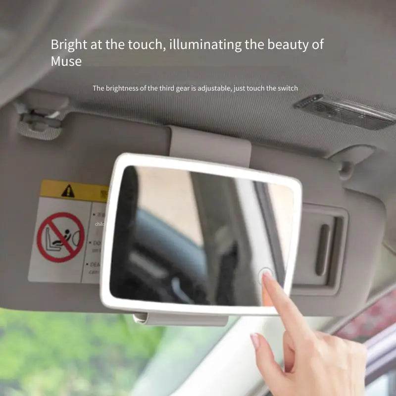 Car Sun Visor Vanity Mirror Rechargeable Touch Sensor Cosmetic Mirror Large Screen Car Vanity Mirr