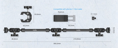 SmallRig Magic Arm with Crab Clamp Kit, Adjustable Desktop Tripod Mount, Boom Arm, for Smartphones Webcams Action Cameras 4766