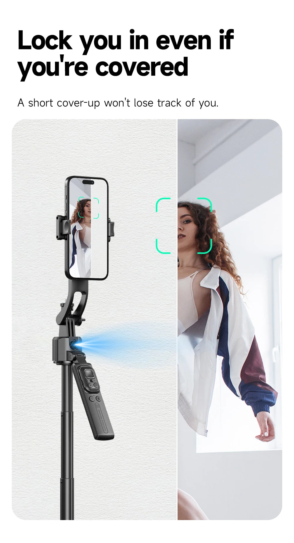 5 in 1 Selfie Stick Gimbal Stabilizer For Smartphone With Bluetooth Remote Intelligent AI Follow-Up Anti Shake Pan Tilt Tripod