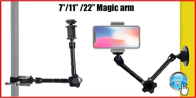 BFOLLOW Articulated Magic Arm 25" 32" Clamp Mount for DSLR Camera Camcorder Overhead Video Shooting Webcam Tablet Phone Bracket