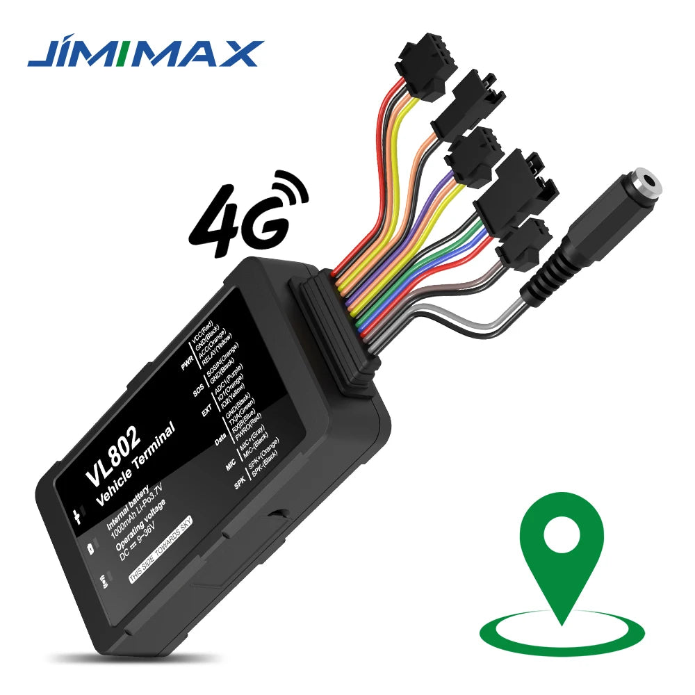 JIMIMAX VL802 Vehicle Tracker 4G GPS Locator Two Way Talking Bluetooth Tracking Device For Car Fleet Management Anti-thieft APP