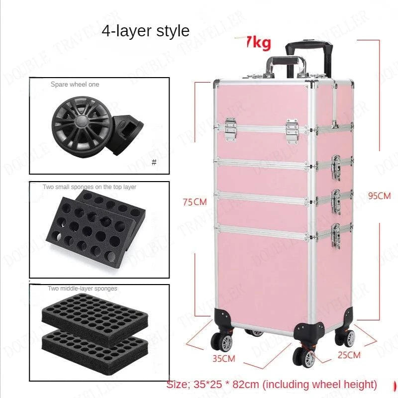 Multi-functional New Trolley cosmetic bag,rolling luggage Makeup Toolbox case Cosmetic Bags on Wheel,Nail tattoo trolley box bag - MarvelouStore