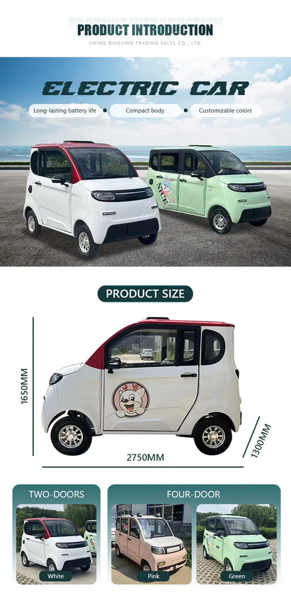 Picking up and dropping off children in enclosed luxury electric vehicles, cars, and new energy electric four-wheel scooters for