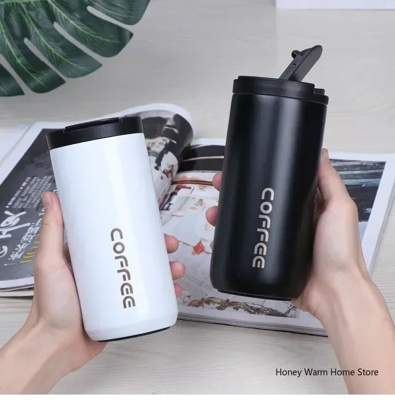 500ML Stainless Steel Coffee Thermos Bottle Thermal Mug Leakproof Car Vacuum Flasks Coffee Cup Travel Portable Insulated Bottles