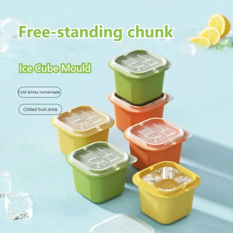 Ice Cube Maker with Stick Summer Individually Portioned Storage Box Reusable Cube Mould with Lid Ice Maker Kitchen Tools