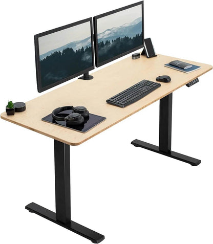 Electric Rustic Standing Desk Workstation, Memory Controller Height Adjustment Particle Board, Steel Computer Standing Desk - MarvelouStoree