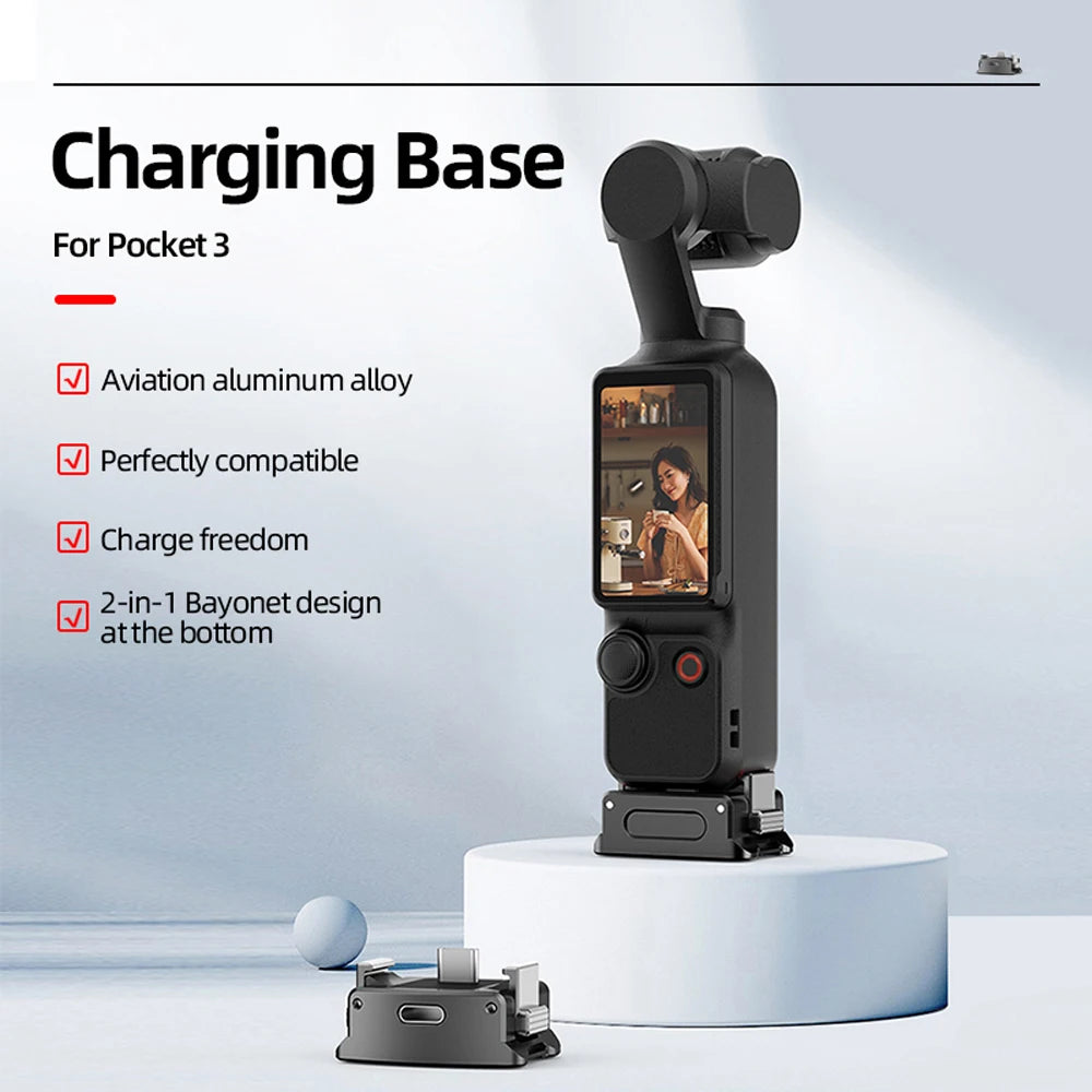 Charging Base For DJI OSMO Pocket 3 1/4 Mount Adapter Connector Mini Fixed Holder Tripod Gimbal Camera Portable Accessories