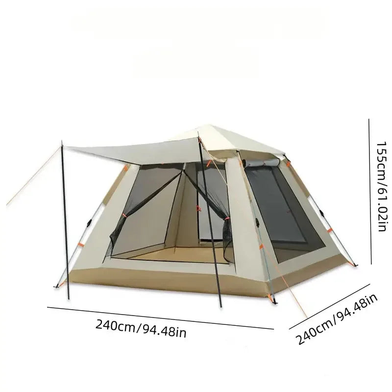 Big four sided tent with canopy for outdoor camping, fully automatic and quick opening, four sided family style mosquito proof