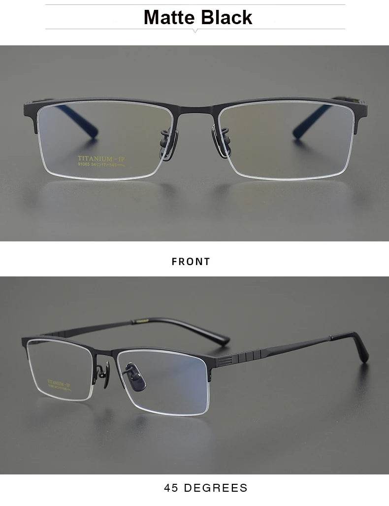 Business Pure Titanium Glasses Frame Men Fashion Square Half Rim Eyeglasses Unique Design Gold Color Eyewear Oculos 91065 - MarvelouStoree