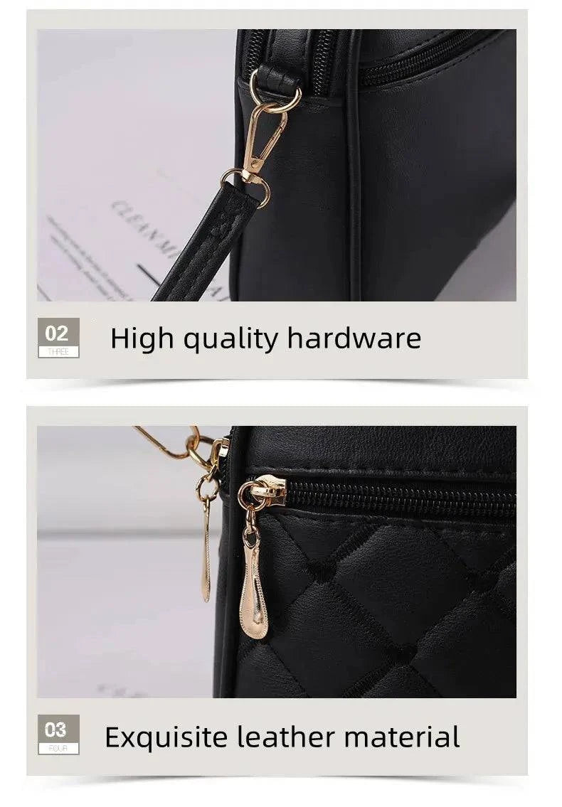 2024 Women's One Shoulder Small Square Handbag New Cross Border Foreign Trade Lingge PU Crossbody Versatile Small Messenger Bag