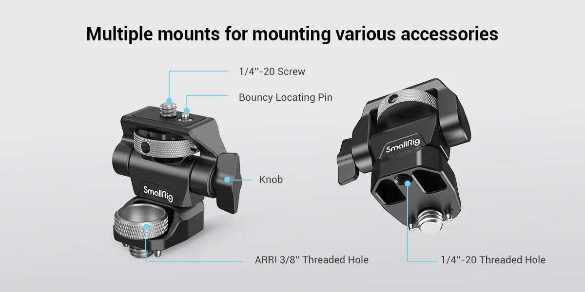 SmallRig DSLR Camera Clamp Swivel and Tilt Adjustable Monitor Mount w/ Screws Mount for Monitor Flash Light DIY Attachment 2903B