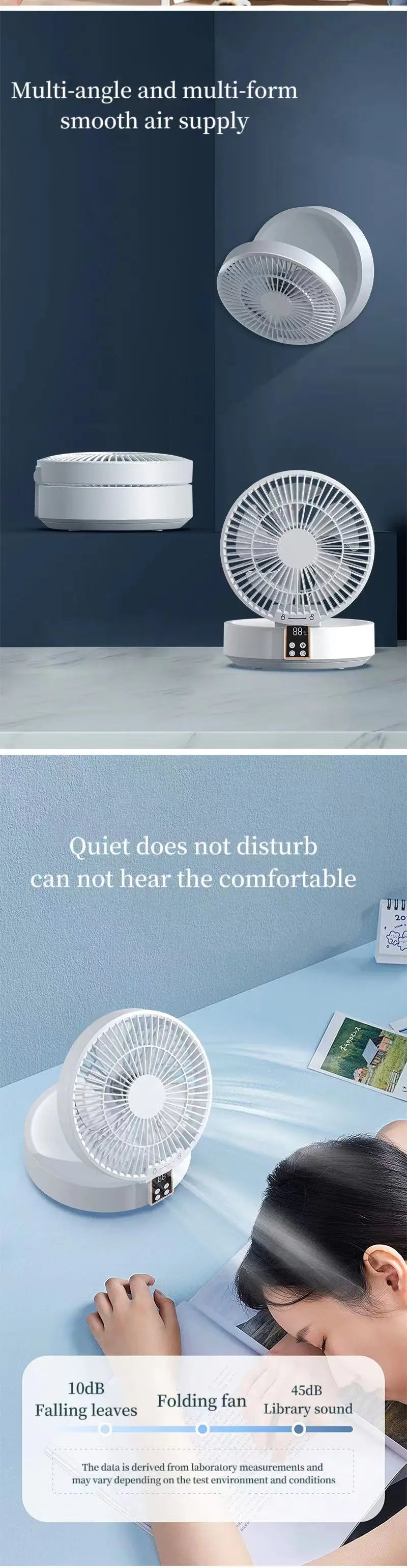 Fan with Remote Control 2023 Portable Wall-hanging Rechargeable Usb Electric Folding Fan Nightlight Air Cooler Household