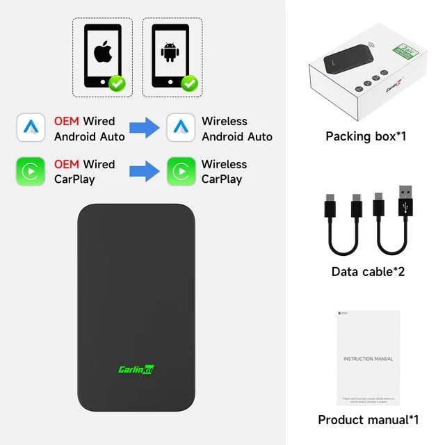 Carlinkit 5 2air Wireless CarPlay Android Auto Wireless Box 2in 1 Adapter 2-Channel Work Waze Spotify 5.8Ghz WiFi BT5.0 Siri GPS - MarvelouStoree