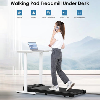 Bigzzia Walking Pad Under Desk Treadmill 5MPH Mini Portable Treadmill for Home Office Quiet & Lightweight Flat Treadmill pad