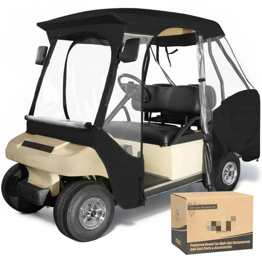 AQ10L0L Golf Cart 4 Passenger Driving Enclosure for Club Car DS,4-Sided Clear Window Rain Cover All Weather Waterproof Windproof