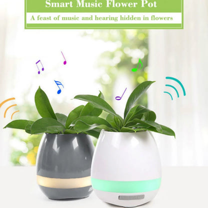 Smart Plant Pots with Bluetooth Speakers, Music Flowerpot, Plastic Pot, Finger Touch, LED Night Light, Home Design, Desk Decorat