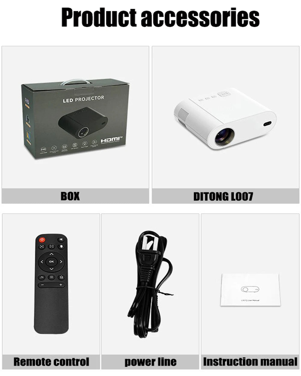 DITONG Projector 4K with WiFi 6 and Bluetooth Auto Keystone Auto Focus Home Theatre FHD Native 1080P Outdoor Movie