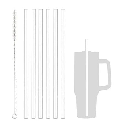 Replacement Straw Compatible with Stanley 20 oz 30 oz 40 oz Cup Tumbler, 6/2 Pack Reusable Straws with Cleaning Brush