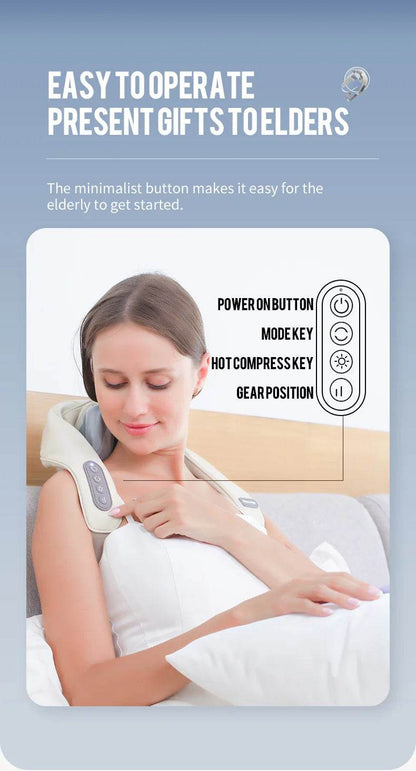 Foreverlily Wireless Neck And Back Massager Neck And Shoulder Kneading Massage Shawl Neck Cervical Relaxing Trapezius Massager - MarvelouStoree