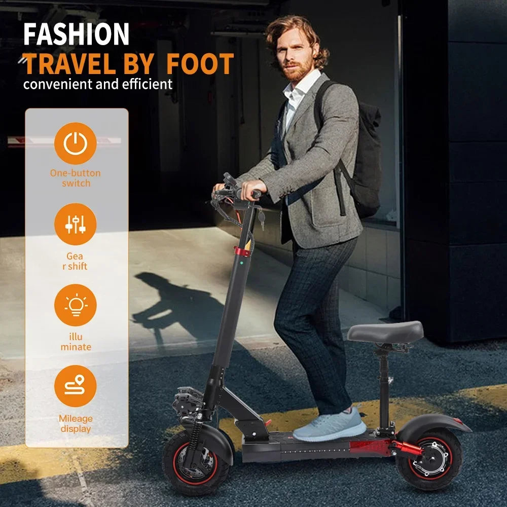 Motor 800W Folding Electric Scooters With Seat For Adults Commuter 28MPH Fast Foldable E-Scooter Off-Road Tires Electric Scooter