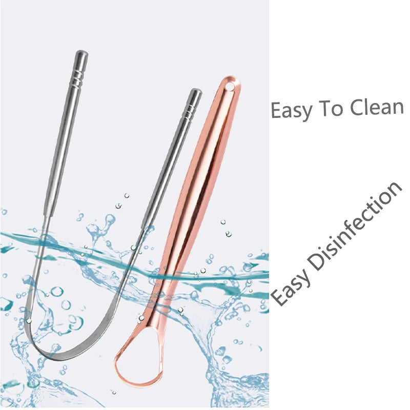 Stainless Steel Tongue Scraper Cleaner Travel Handy Case Fresh Breath Cleaning Coated Oral Hygiene Scrapper Cleaning Tools