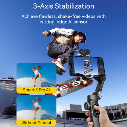 AOCHUAN Smart Xpro AI Tracking Sensor Gimbal (No App) Smartphone Gimbal Stabilizer 3-axis Stabilizer for iPhone&Android Phone