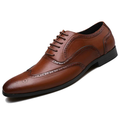 New Formal Leather Shoes for Men Men's Business Casual Leather Shoes Dinner Party Pointy Shoeses Fashion Brogue Men's Shoes