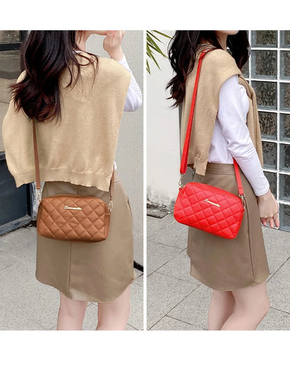 Small Messenger Bag For Women Trend Lingge Embroidery Camera Female Shoulder Bags Fashion Chain Ladies Crossbody Purse 2024