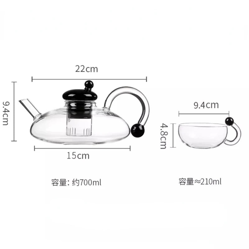 High Borosilicate Glass Teapot Set English Tea Set Heat-resistant Glass Household Scandinavian Style Brewing Teapot