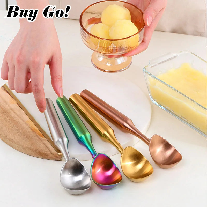 1PC Ice Cream Scoops Stainless Steel Ice Cream Digger Non-Stick Fruit Ice Ball Maker Household Watermelon Ice Cream Spoon Tool