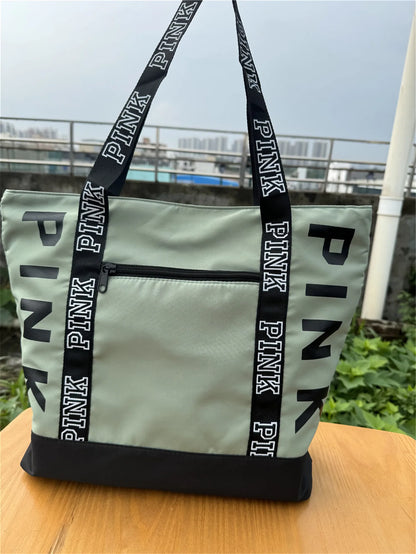 2024 New Korean Fashion Shoulder Bag Trend Letter Bag Printed Bag Color Contrast Letter Strap Handbags Large Capacity Tote