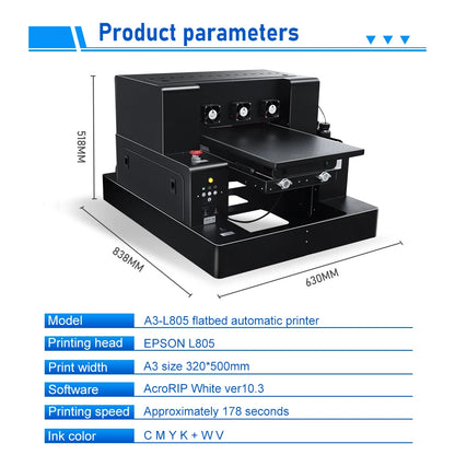 OYfame A3 UV Flatbed Printer A4 impresora uv dtf L805 UV TransferPrinter head with Varnish Rotary Ink uv dtf printing machine